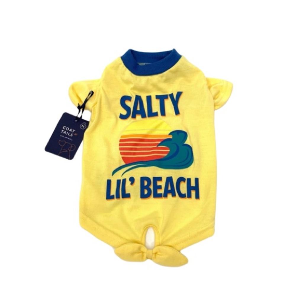 Coat & Tails Dog Apparel Salty Lil Beach Graphic Short Sleeve Tied Tee New Nwt